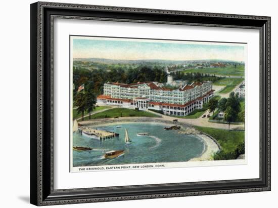 New London, Connecticut, Aerial View of the Eastern Point of the Griswold Hotel-Lantern Press-Framed Art Print
