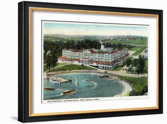 New London, Connecticut, Aerial View of the Eastern Point of the Griswold Hotel-Lantern Press-Framed Art Print