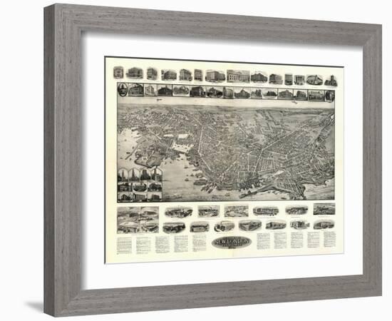New London, Connecticut - Panoramic Map-Lantern Press-Framed Art Print