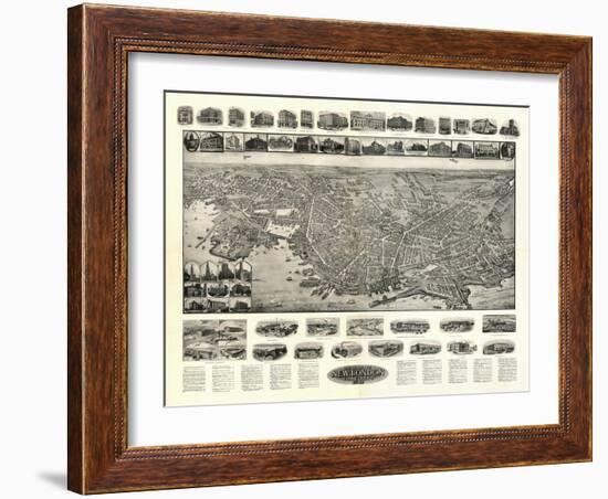 New London, Connecticut - Panoramic Map-Lantern Press-Framed Art Print