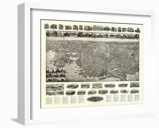 New London, Connecticut - Panoramic Map-Lantern Press-Framed Art Print