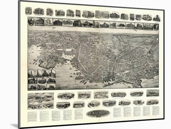 New London, Connecticut - Panoramic Map-Lantern Press-Mounted Art Print