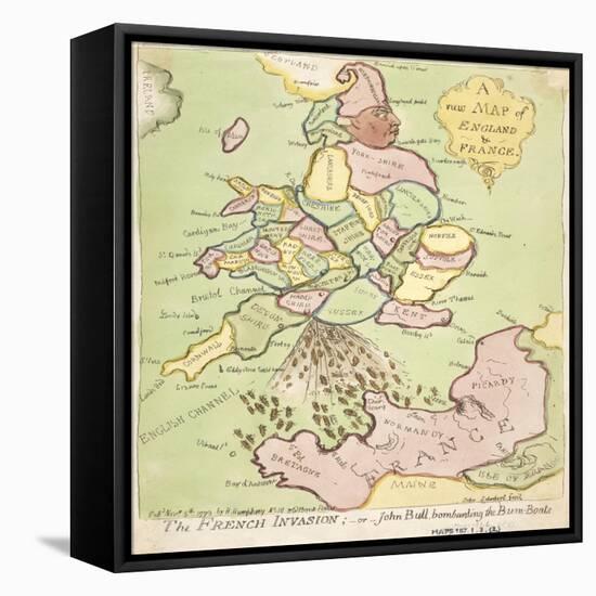 New Map of England and France, the French Invasion, 1793-James Gillray-Framed Premier Image Canvas