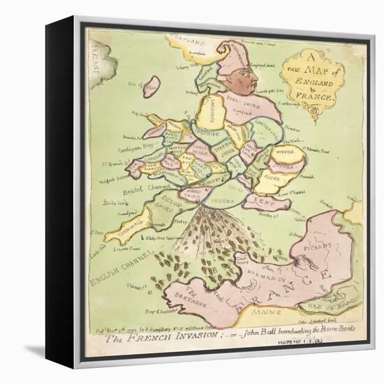 New Map of England and France, the French Invasion, 1793-James Gillray-Framed Premier Image Canvas