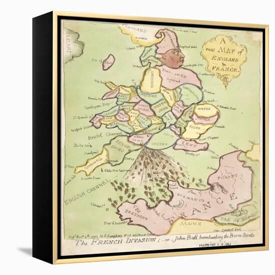 New Map of England and France, the French Invasion, 1793-James Gillray-Framed Premier Image Canvas