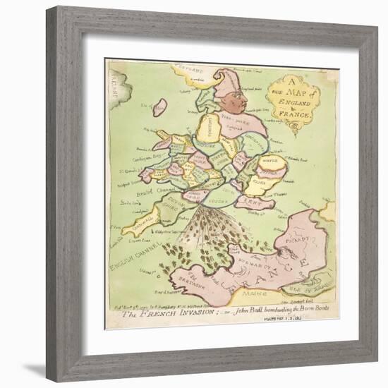 New Map of England and France, the French Invasion, 1793-James Gillray-Framed Giclee Print