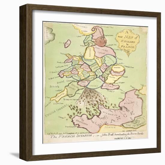 New Map of England and France, the French Invasion, 1793-James Gillray-Framed Giclee Print