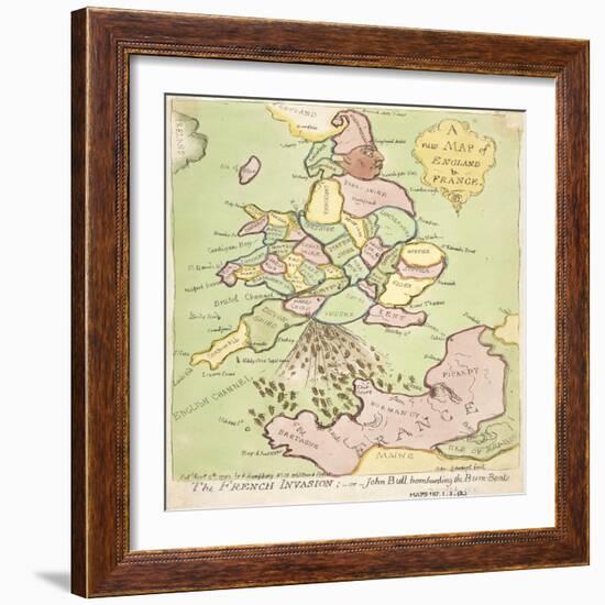 New Map of England and France, the French Invasion, 1793-James Gillray-Framed Giclee Print