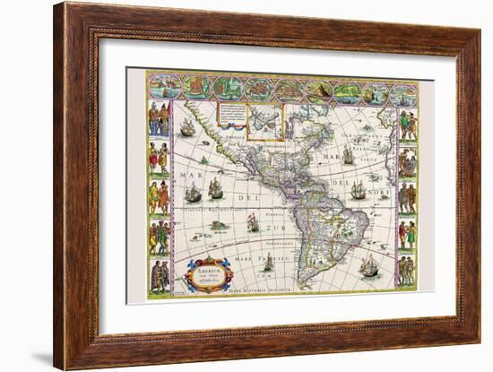 New Map of the Americas-Willem Janszoon Blaeu-Framed Art Print