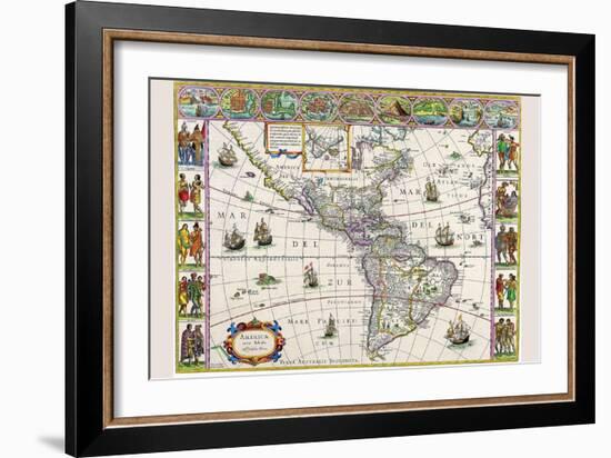 New Map of the Americas-Willem Janszoon Blaeu-Framed Art Print