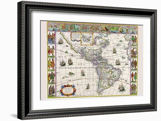 New Map of the Americas-Willem Janszoon Blaeu-Framed Art Print