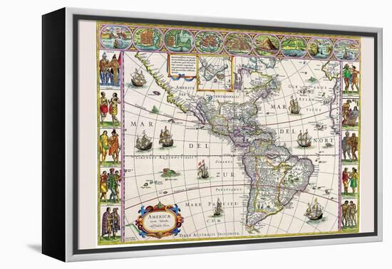 New Map of the Americas-Willem Janszoon Blaeu-Framed Stretched Canvas