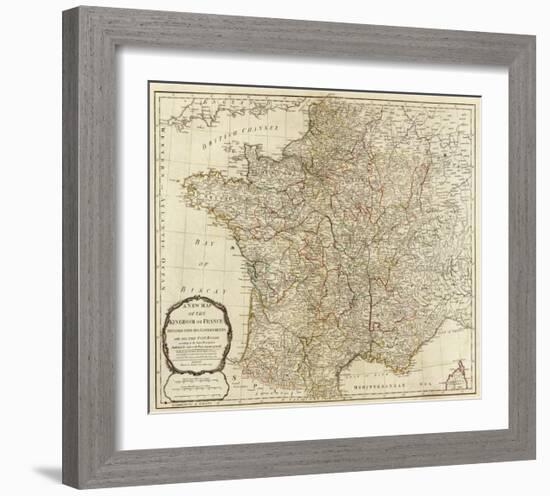 New Map of the Kingdom of France, c.1790-Thomas Kitchin-Framed Art Print