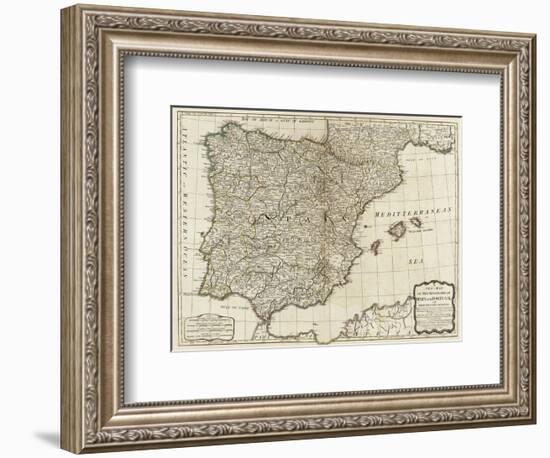 New Map of the Kingdoms of Spain and Portugal, c.1790-Thomas Kitchin-Framed Art Print