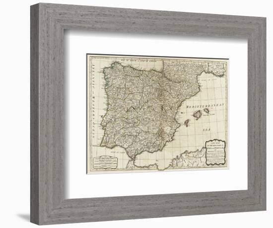 New Map of the Kingdoms of Spain and Portugal, c.1790-Thomas Kitchin-Framed Art Print