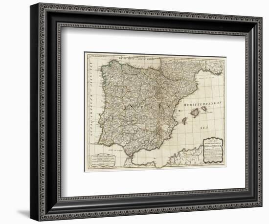 New Map of the Kingdoms of Spain and Portugal, c.1790-Thomas Kitchin-Framed Art Print