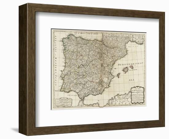 New Map of the Kingdoms of Spain and Portugal, c.1790-Thomas Kitchin-Framed Art Print