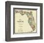 New Map of the State of Florida, c.1870-Columbus Drew-Framed Art Print
