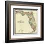 New Map of the State of Florida, c.1870-Columbus Drew-Framed Art Print