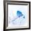 New Mexico. A portrait of a Mountain Bluebird on a branch in the snow.-Janet Muir-Framed Photographic Print