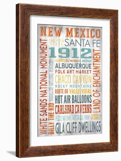 New Mexico - Barnwood Typography-Lantern Press-Framed Art Print