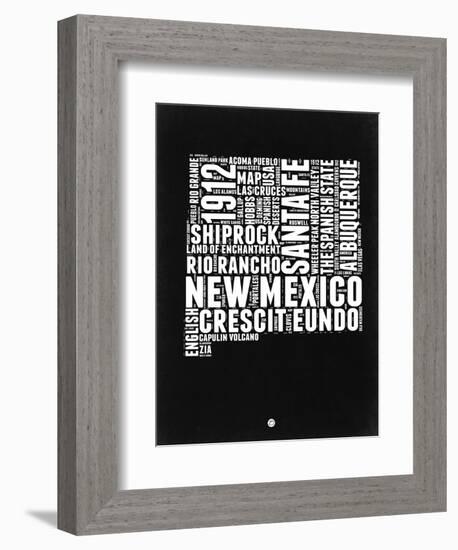 New Mexico Black and White Map-NaxArt-Framed Art Print