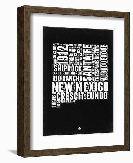 New Mexico Black and White Map-NaxArt-Framed Art Print