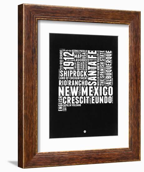 New Mexico Black and White Map-NaxArt-Framed Art Print