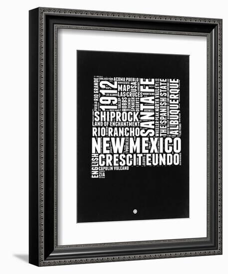 New Mexico Black and White Map-NaxArt-Framed Art Print