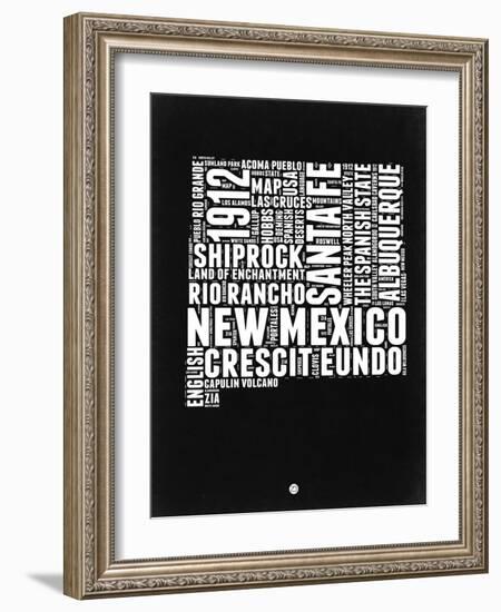 New Mexico Black and White Map-NaxArt-Framed Art Print