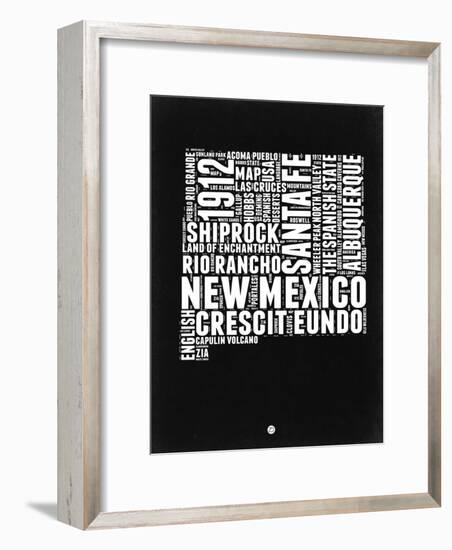 New Mexico Black and White Map-NaxArt-Framed Art Print