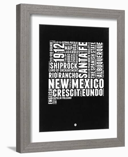 New Mexico Black and White Map-NaxArt-Framed Art Print