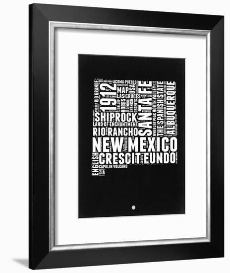 New Mexico Black and White Map-NaxArt-Framed Art Print