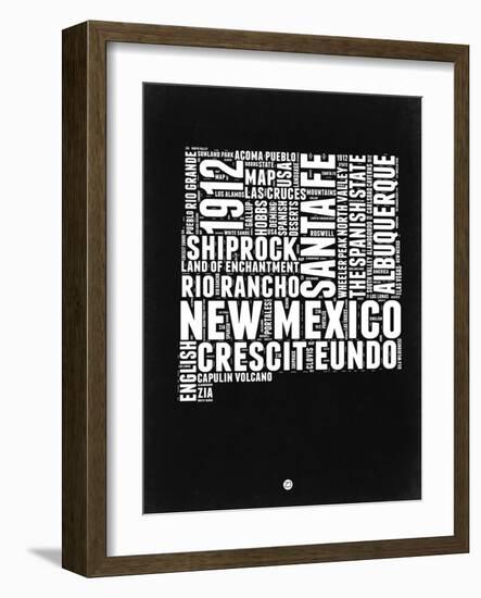 New Mexico Black and White Map-NaxArt-Framed Art Print