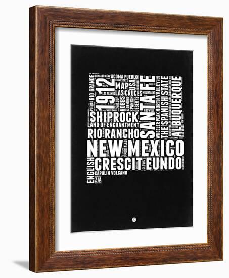 New Mexico Black and White Map-NaxArt-Framed Art Print