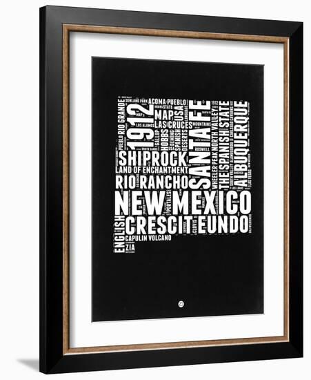 New Mexico Black and White Map-NaxArt-Framed Art Print