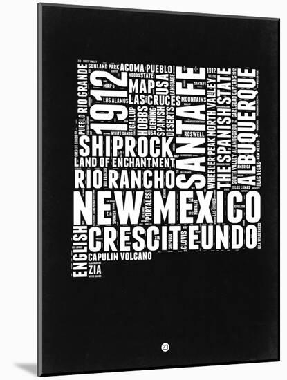 New Mexico Black and White Map-NaxArt-Mounted Art Print