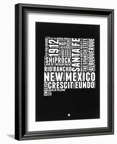 New Mexico Black and White Map-NaxArt-Framed Art Print