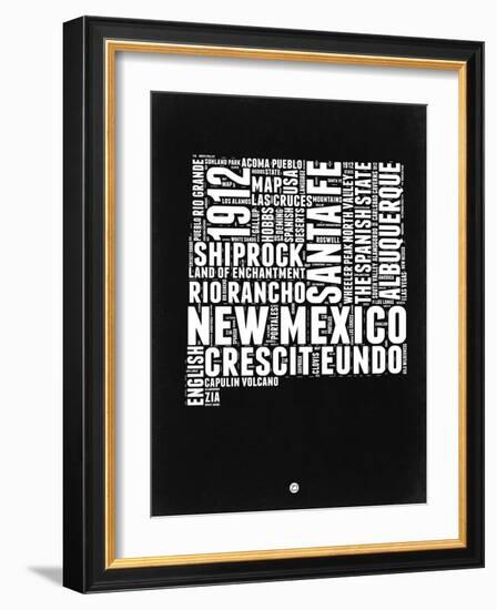 New Mexico Black and White Map-NaxArt-Framed Art Print