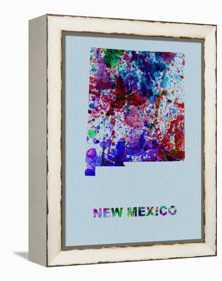 New Mexico Color Splatter Map-NaxArt-Framed Stretched Canvas