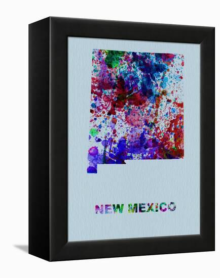 New Mexico Color Splatter Map-NaxArt-Framed Stretched Canvas