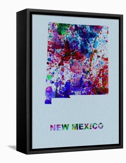 New Mexico Color Splatter Map-NaxArt-Framed Stretched Canvas