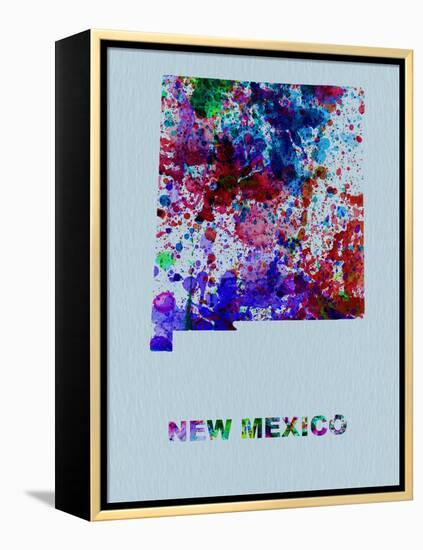 New Mexico Color Splatter Map-NaxArt-Framed Stretched Canvas