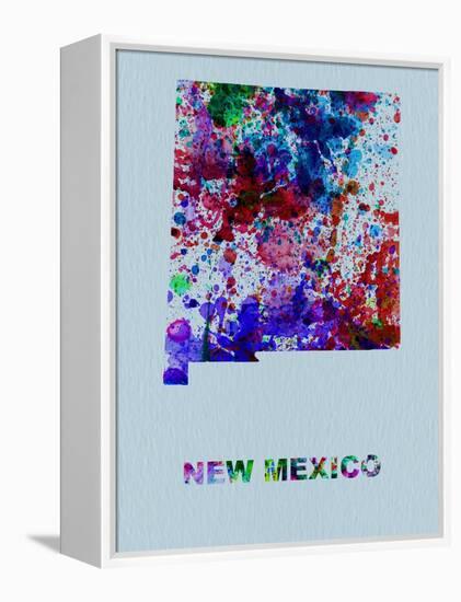 New Mexico Color Splatter Map-NaxArt-Framed Stretched Canvas