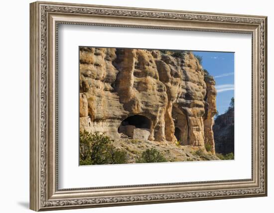 New Mexico, Gila Cliff Dwellings NM. View of Ancient Indian Dwellings-Don Paulson-Framed Photographic Print