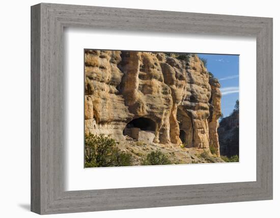 New Mexico, Gila Cliff Dwellings NM. View of Ancient Indian Dwellings-Don Paulson-Framed Photographic Print