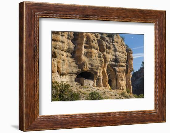 New Mexico, Gila Cliff Dwellings NM. View of Ancient Indian Dwellings-Don Paulson-Framed Photographic Print