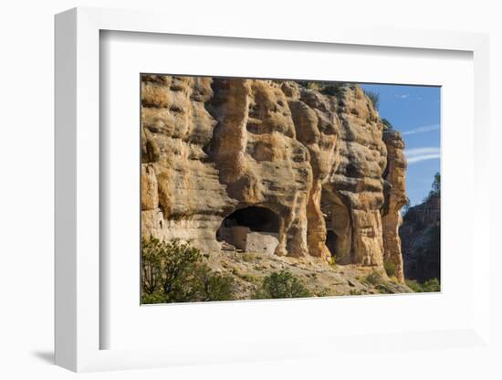 New Mexico, Gila Cliff Dwellings NM. View of Ancient Indian Dwellings-Don Paulson-Framed Photographic Print