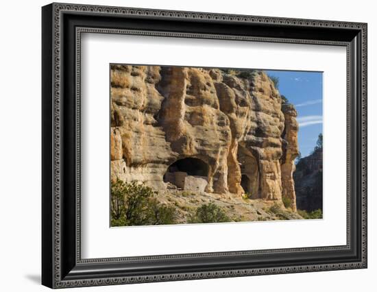 New Mexico, Gila Cliff Dwellings NM. View of Ancient Indian Dwellings-Don Paulson-Framed Photographic Print