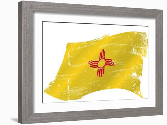 New Mexico Grunge Flag. A Grunge Flag of New Mexico in the Win with a Texture-TINTIN75-Framed Art Print